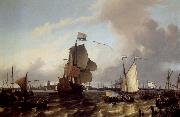 REMBRANDT Harmenszoon van Rijn The Man-of-War Brielle on the Maas near Rotterdam oil painting on canvas